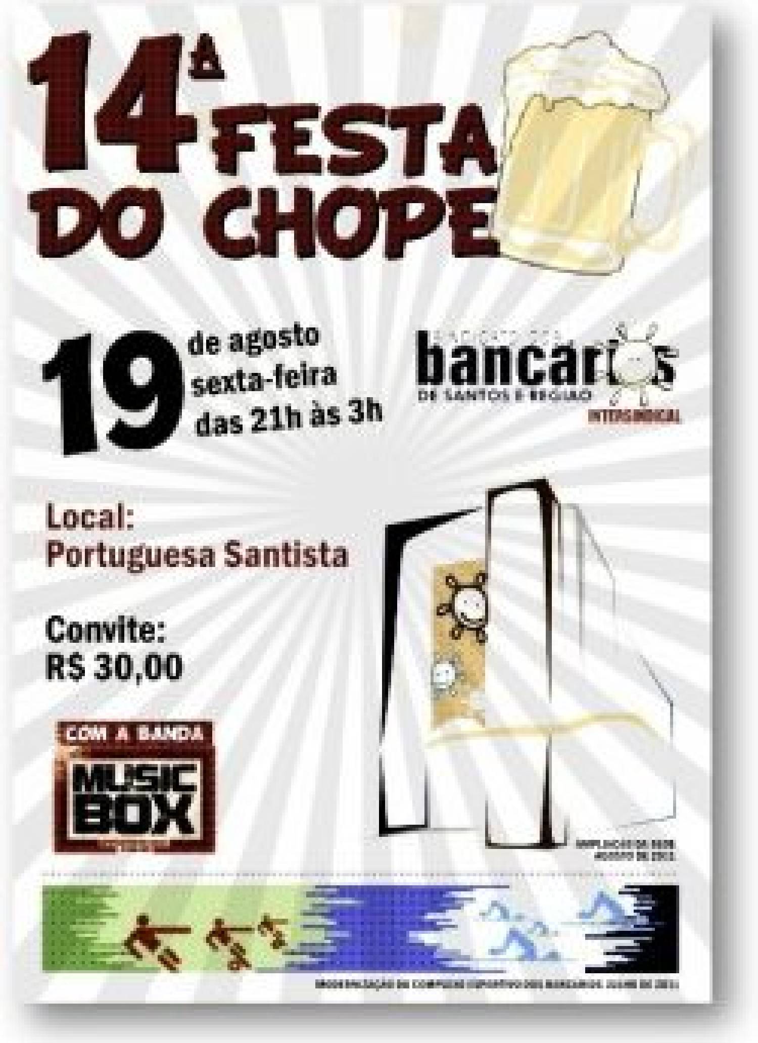 Hoje é dia da 14ª Festa do Chope -  Dia do Bancário