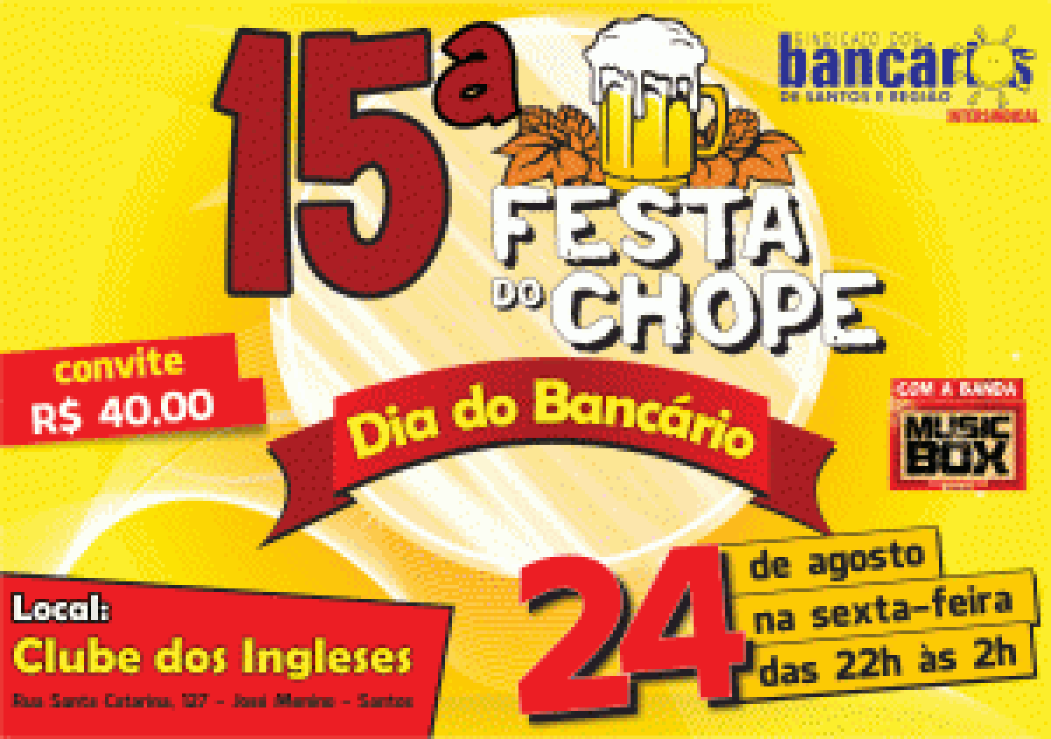 Vem aí a 15ª Festa do Chope - Dia do Bancário