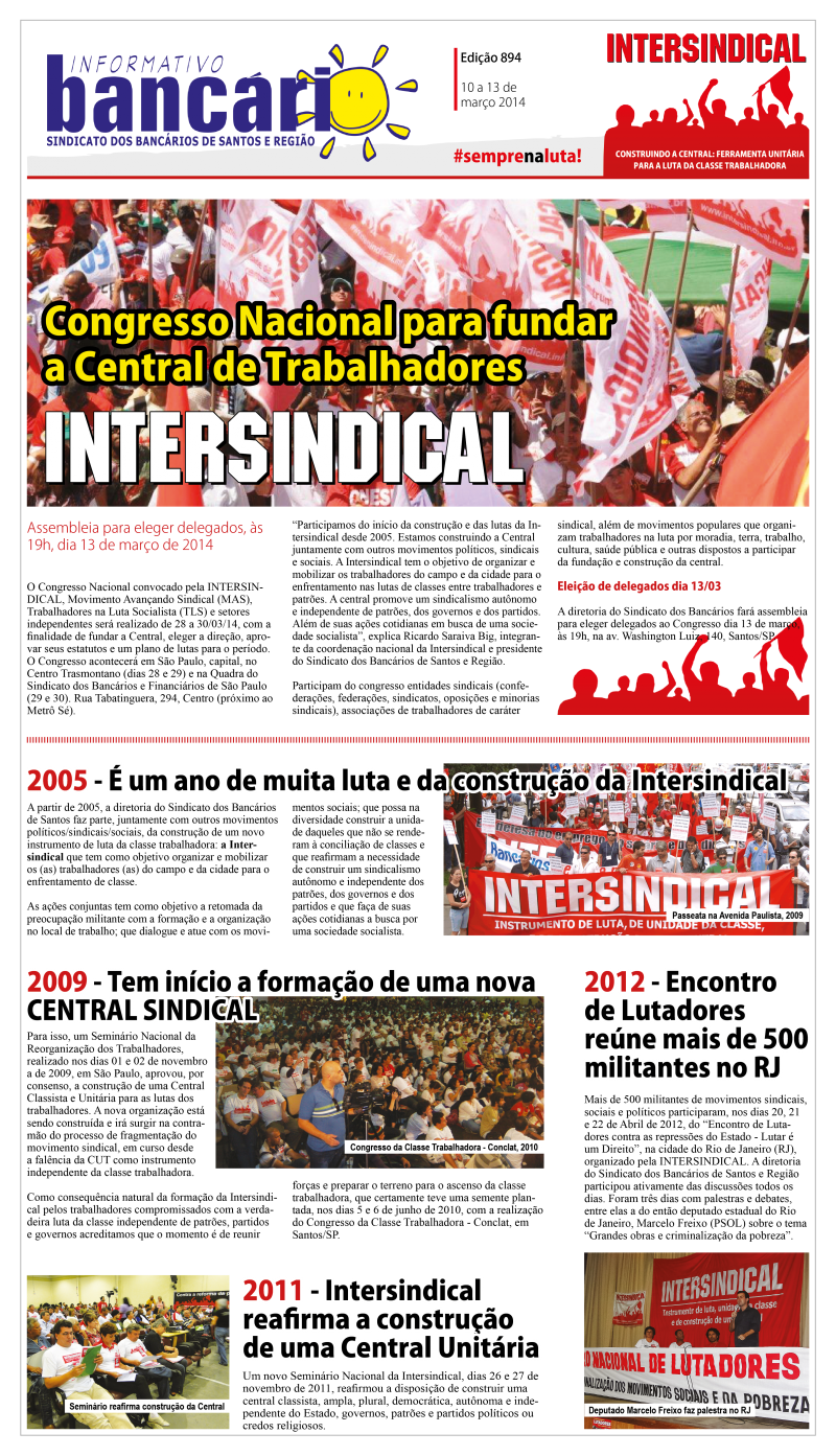 Congresso Nacional para fundar a Central de Trabalhadores INTERSINDICAL