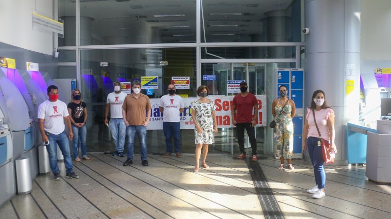 Banco do Brasil - Ato contra reestruturação - Centro de Santos 