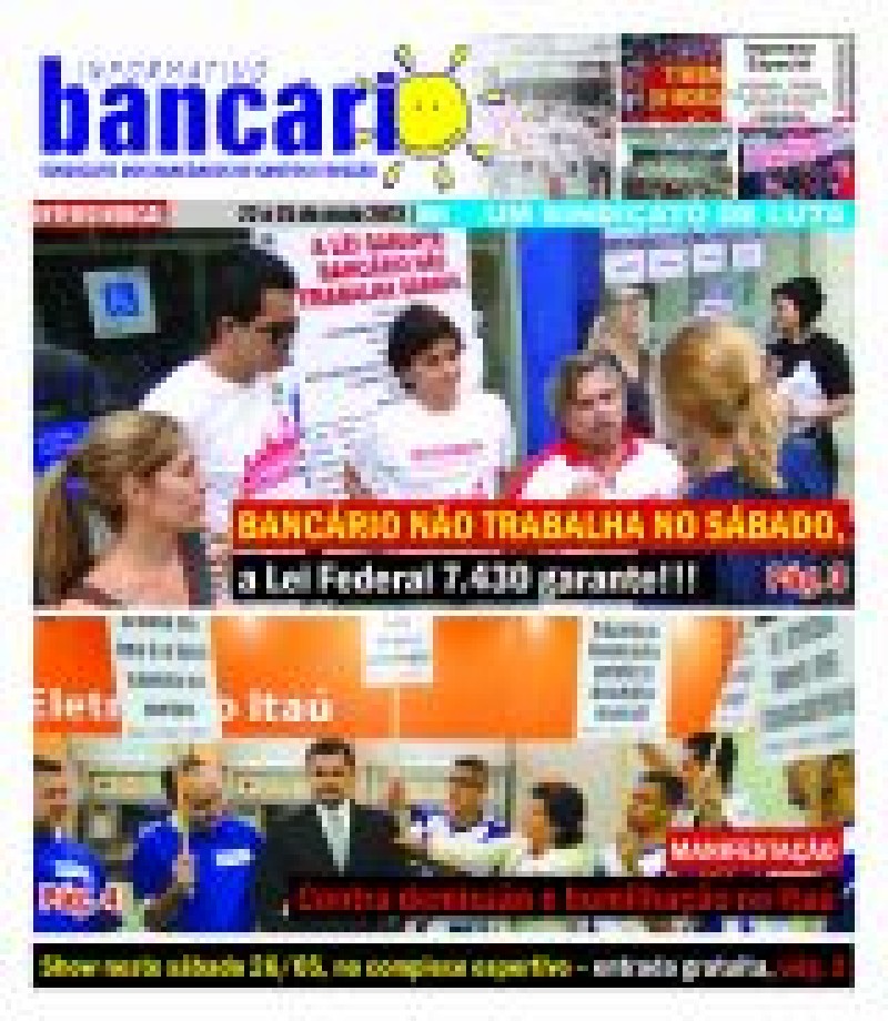 Bancário não trabalha sábado