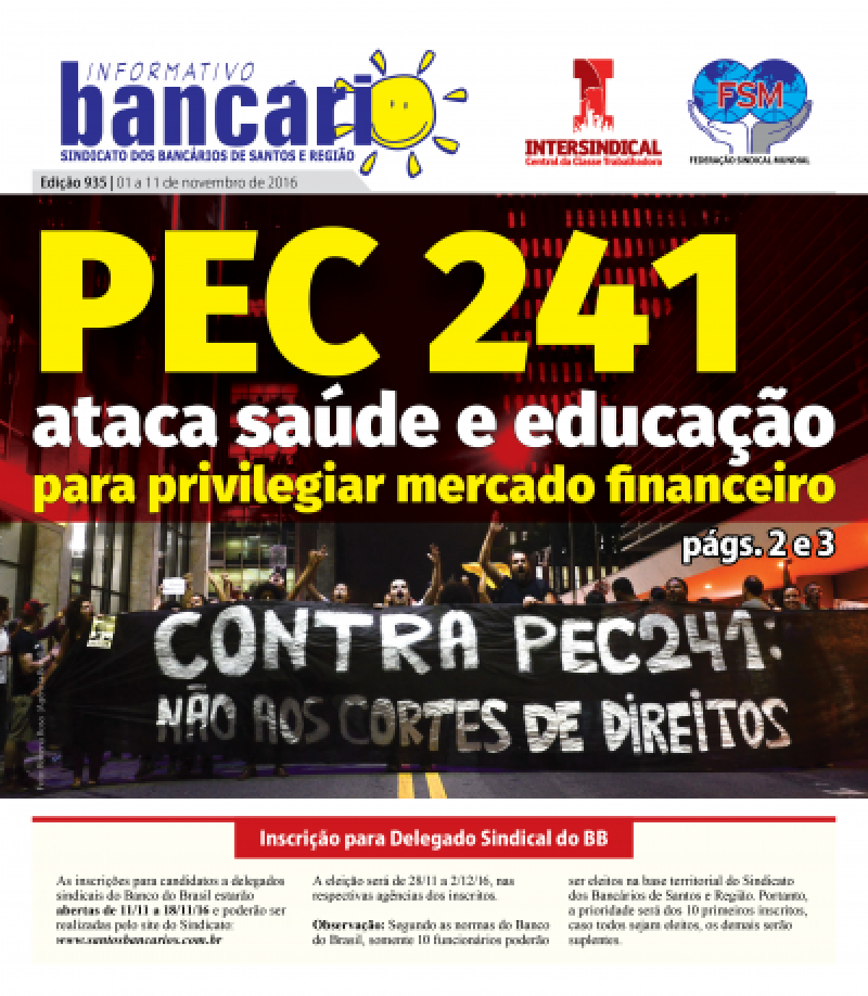 PEC 241 ataca saúde e educação para privilegiar mercado financeiro