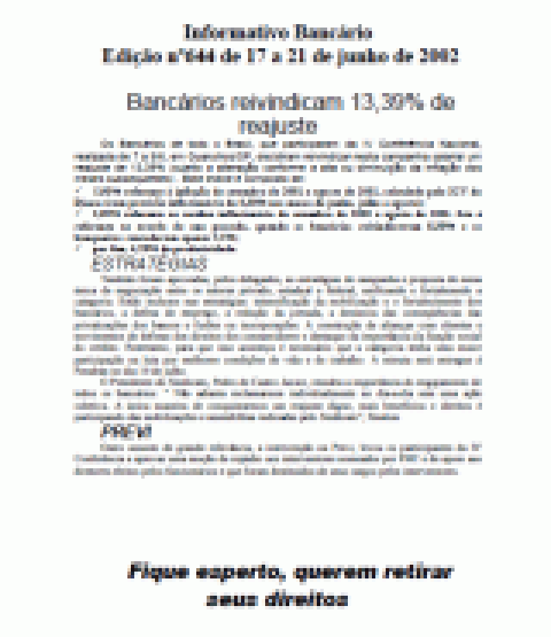 Bancários reivindicam 13,39% de reajuste