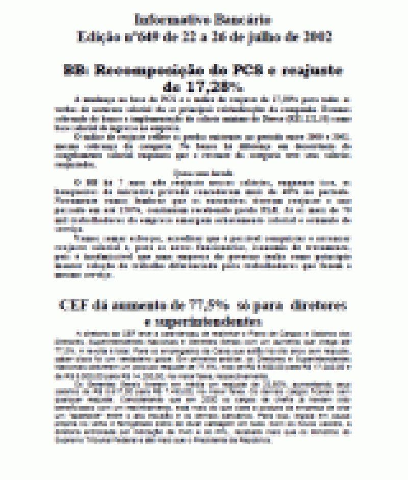 BB: Recomposição do PCS e reajuste de 17,28%