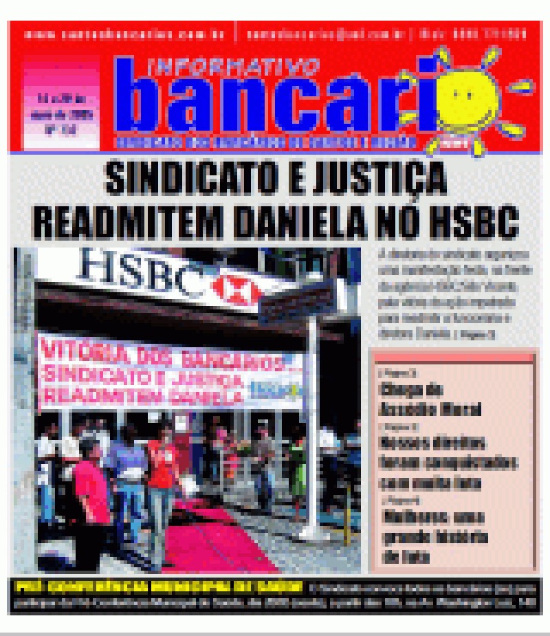 SINDICATO E JUSTIÇA READMITEM DANIELA NO HSBC