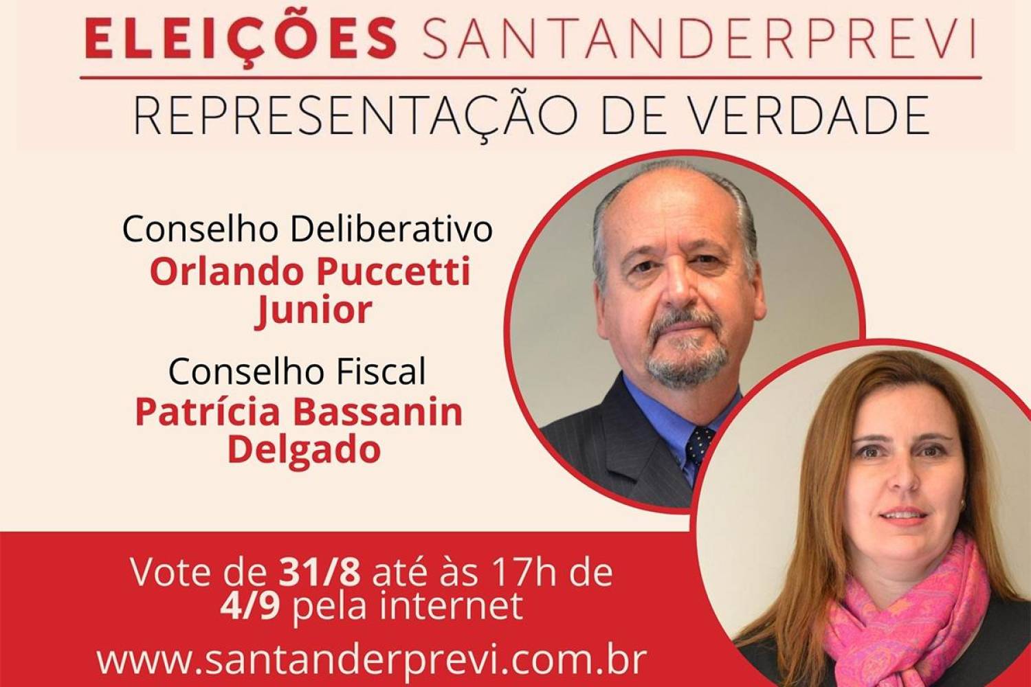 Eleições SantanderPrevi: Sindicato apoia Patrícia Bassanin e Orlando Puccetti Eleições SantanderPrevi: Sindicato apoia Patrícia Bassanin e Orlando Puccetti