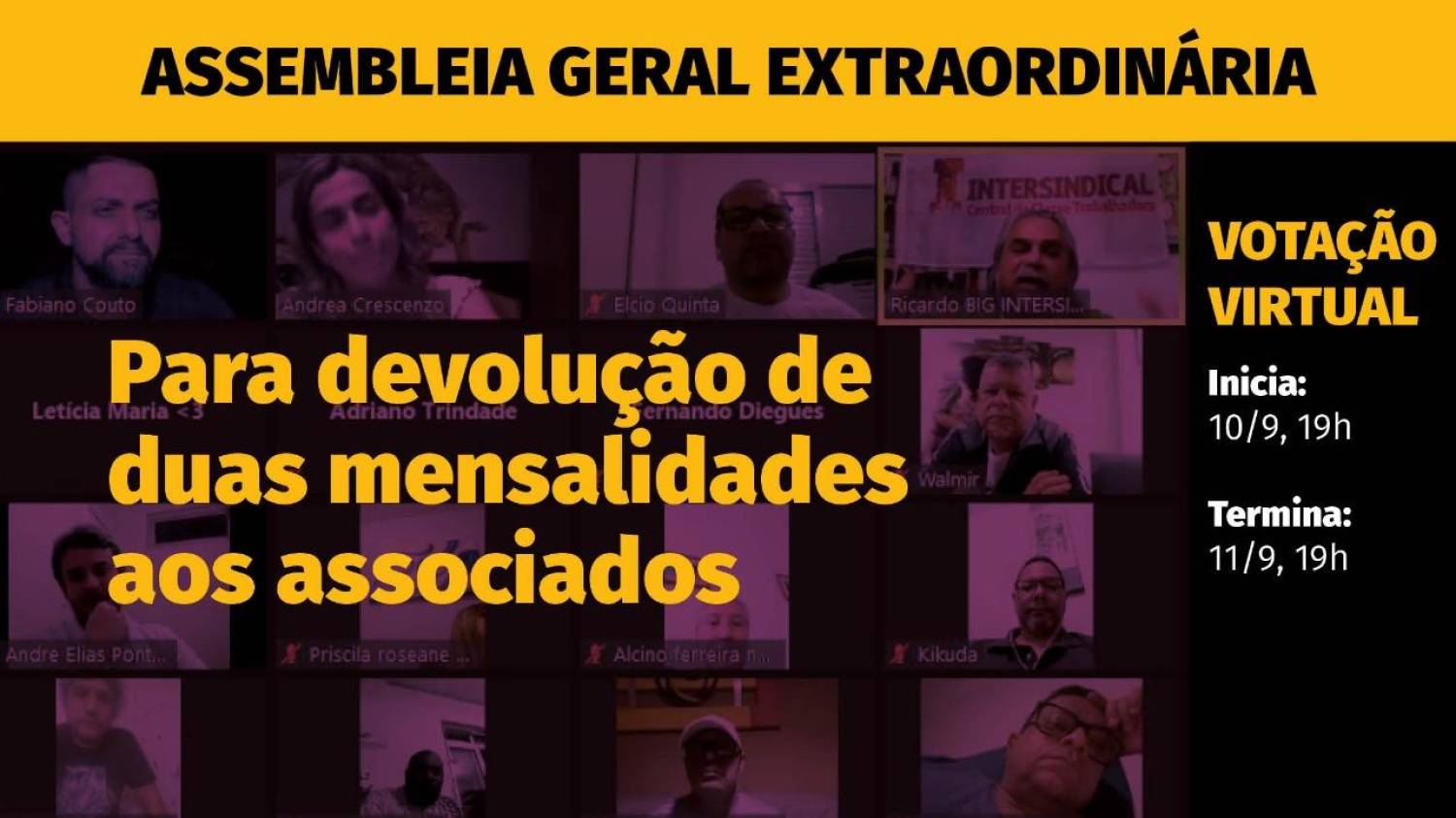 Atenção associado: Assembleia sobre proposta de devolução de 2 mensalidades Atenção associado: Assembleia sobre proposta de devolução de 2 mensalidades