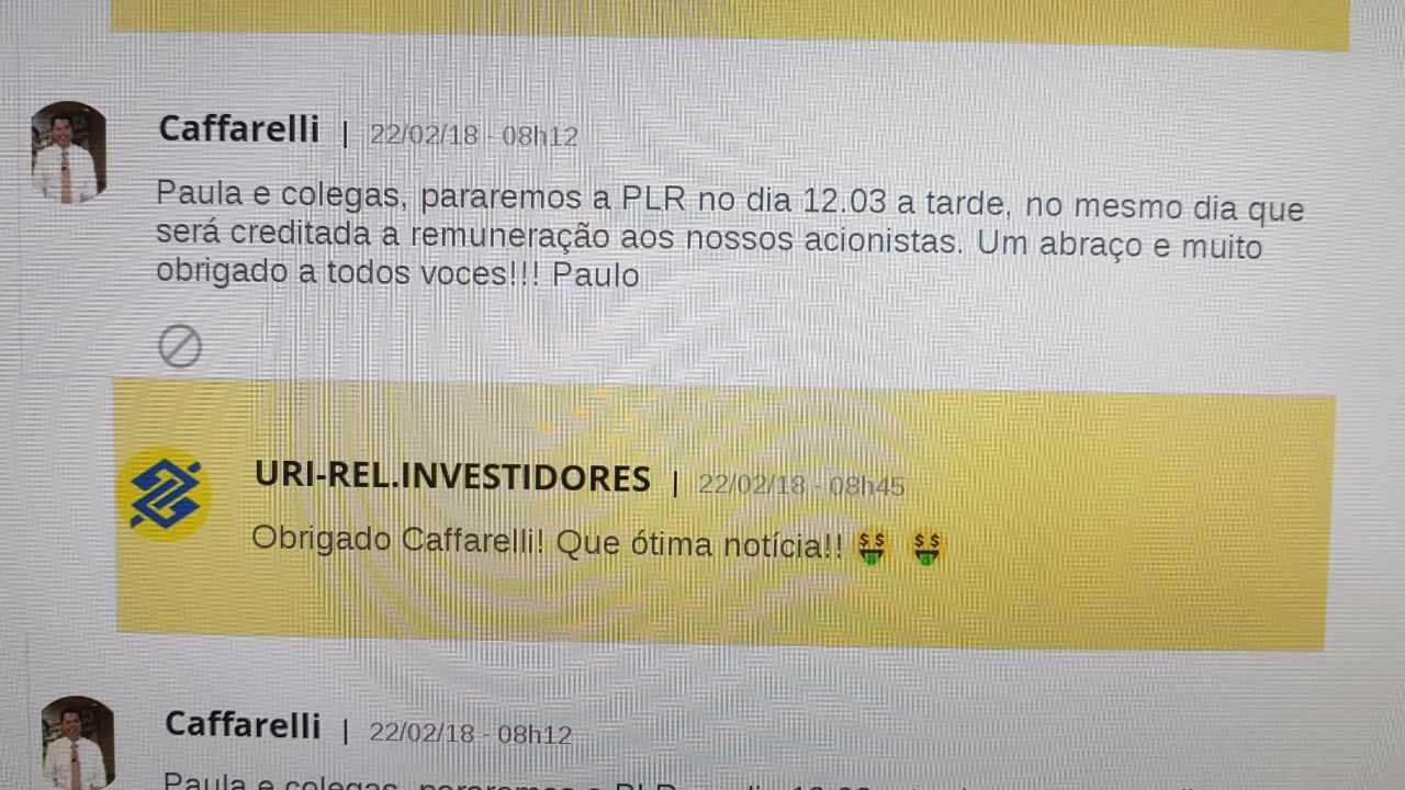 BB: Em rede social interna, Cafarelli anuncia PLR para dia 12 de março