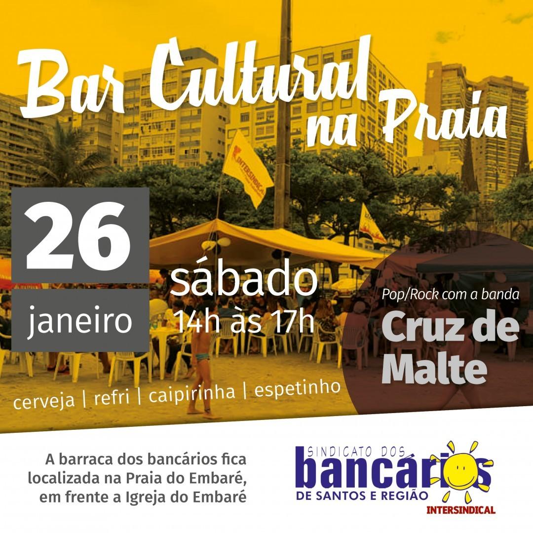 Divirta-se: Bar Cultural na praia do Embaré em Santos dia 26/01