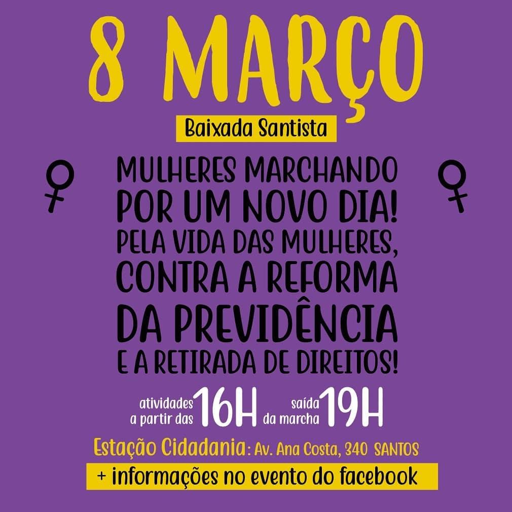 Comissão Oito de Março Unificada convoca manifestação em Santos