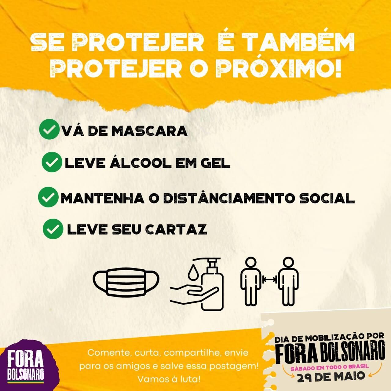 Fora Bolsonaro! Atos acontecem neste sábado (29) em todo o Brasil