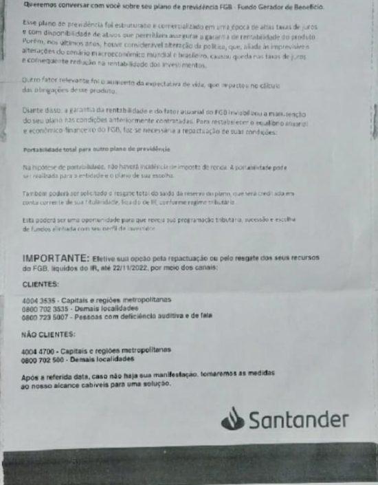 Santander intimida beneficiários para obrigá-los a trocar planos de previdência